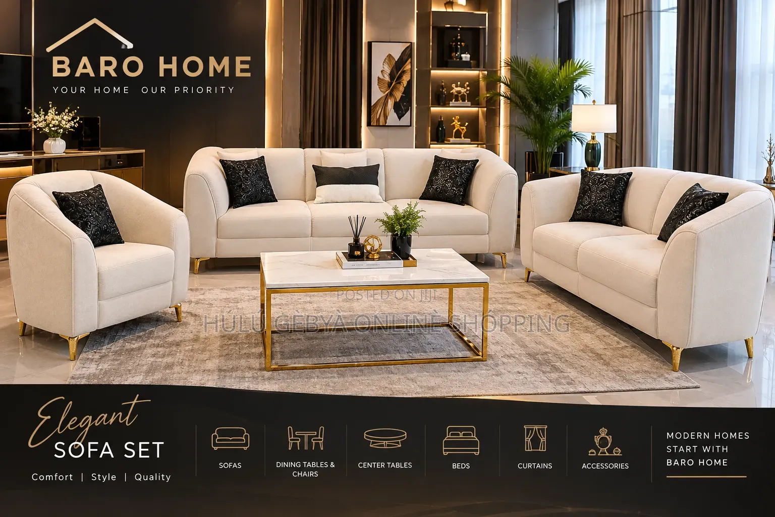 BARO HOME - Modern Glam Luxury Sofa Collection