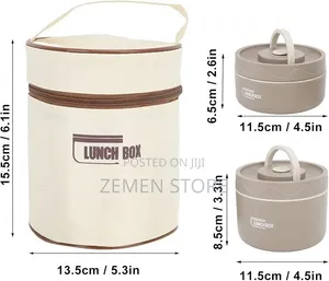 2-Tier Portable Insulated Lunch Box Set With Thermal Tote Bag