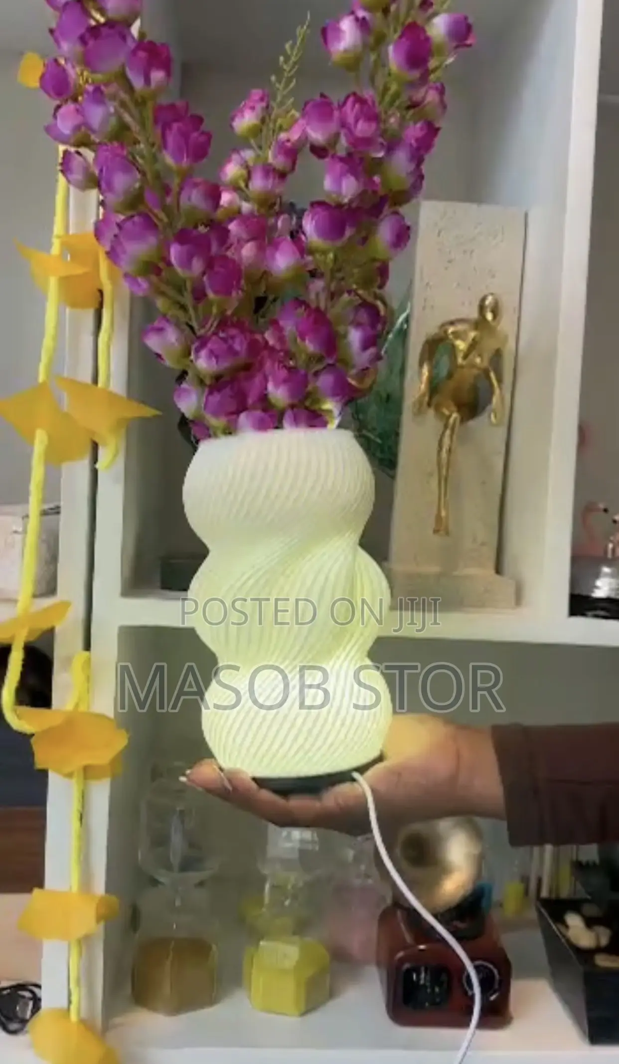 LED Decorative Vase Lamp, USB Powered/3 Color Temperatures Dimmable