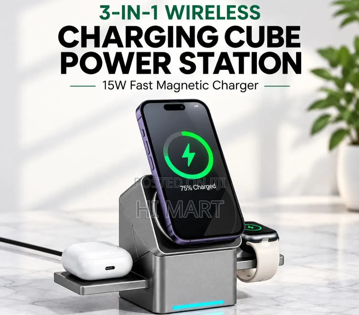 3in1 Electric Rotating Magnetic Wireless Charger
