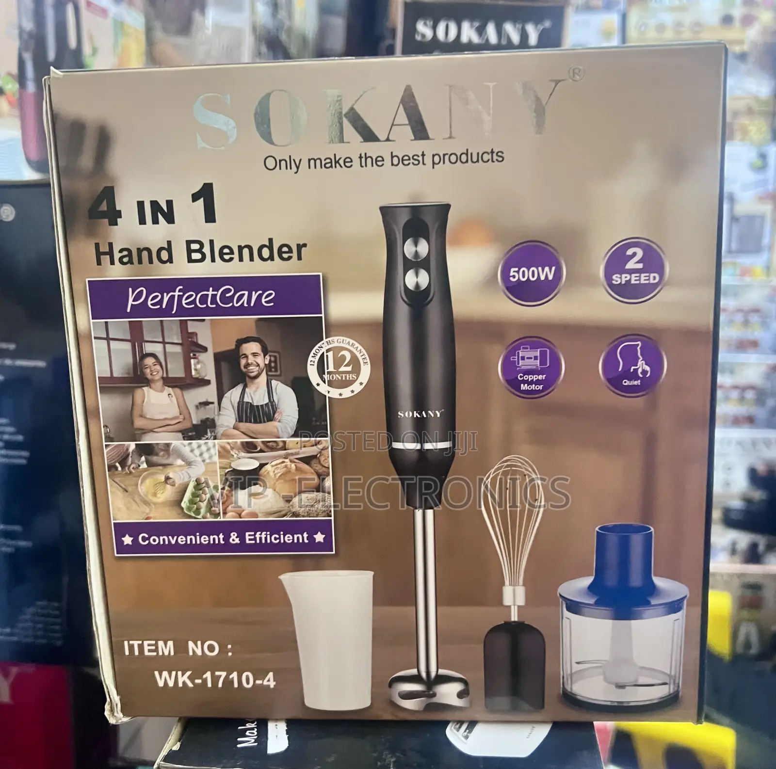 SOKANY Hand Blender 4-in-1 500W Powerful Motor | 2 Speed