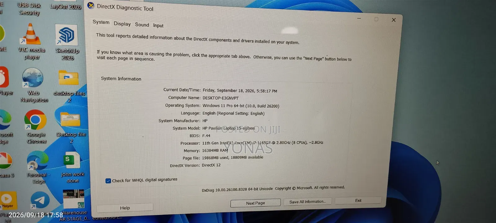 Laptop HP Pavilion 15-cs3063cl 16GB Intel Core i7 HDD 500GB