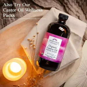 HERITAGE STORE Organic Castor Oil – 16oz (Glass Bottle) Cold