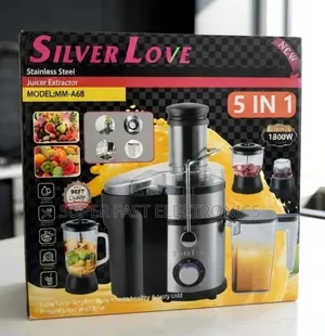 SILVER LOVE Juicer Extractor 5-in-1 Stainless Steel– 1800W Powerful