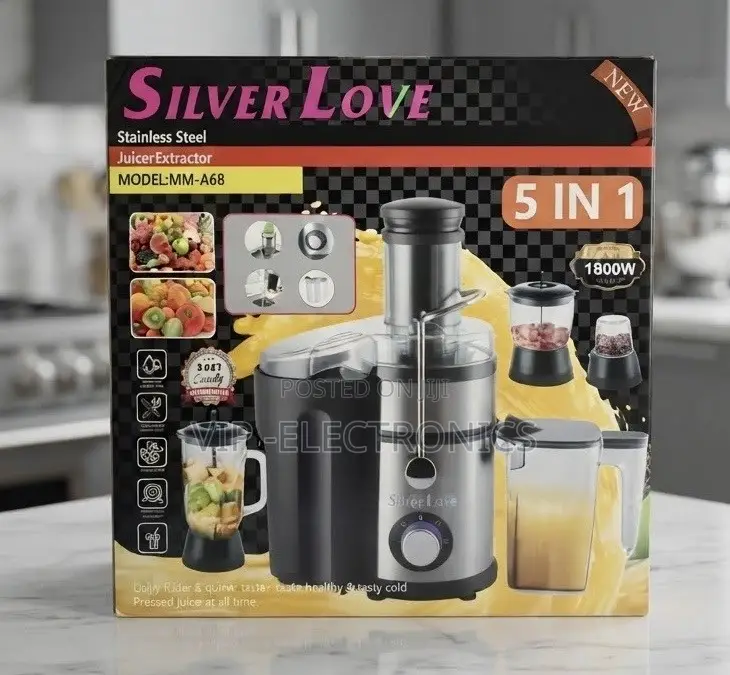 SILVER LOVE Juicer Extractor | 1800W Stainless Stee 5-in-1 Juice Maker