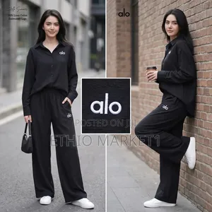WOMEN'S 2 PIECE SET Long-Sleeve Button Shirt + Wide-Leg Palazzo