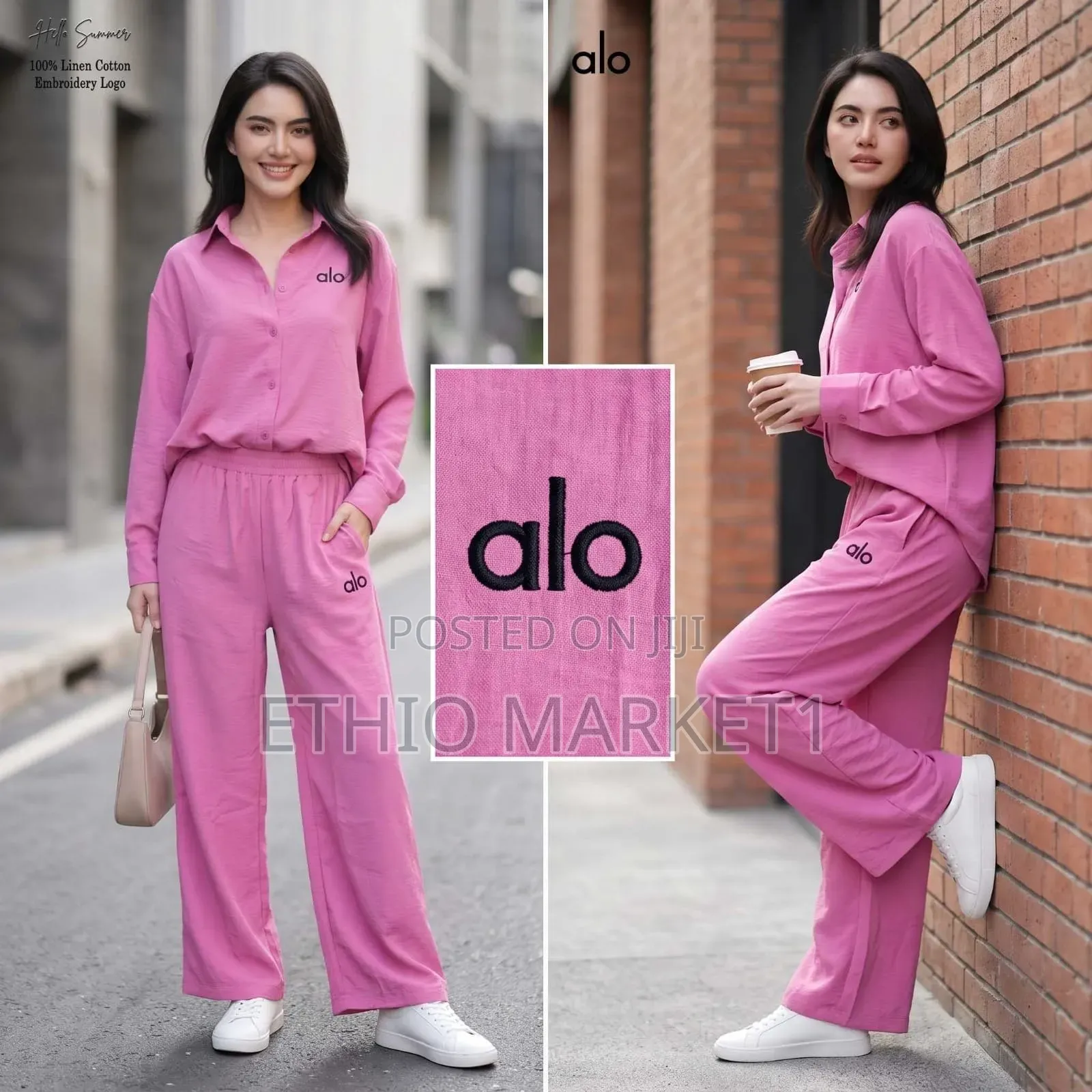 WOMEN'S 2 PIECE SET Long-Sleeve Button Shirt + Wide-Leg Palazzo