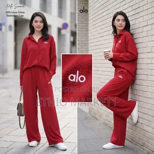 WOMEN'S 2 PIECE SET Long-Sleeve Button Shirt + Wide-Leg Palazzo