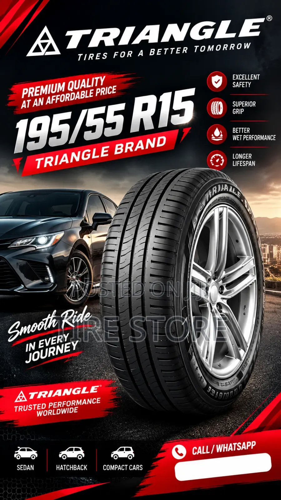 195 55 R15 Triangle Vitz Car Tyre Goma