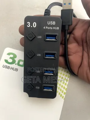 4-Port USB 3.0 Hub 5Gbps High Speed With ON/OFF Switch