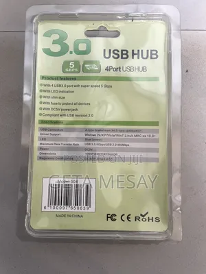 4-Port USB 3.0 Hub 5Gbps High Speed With ON/OFF Switch