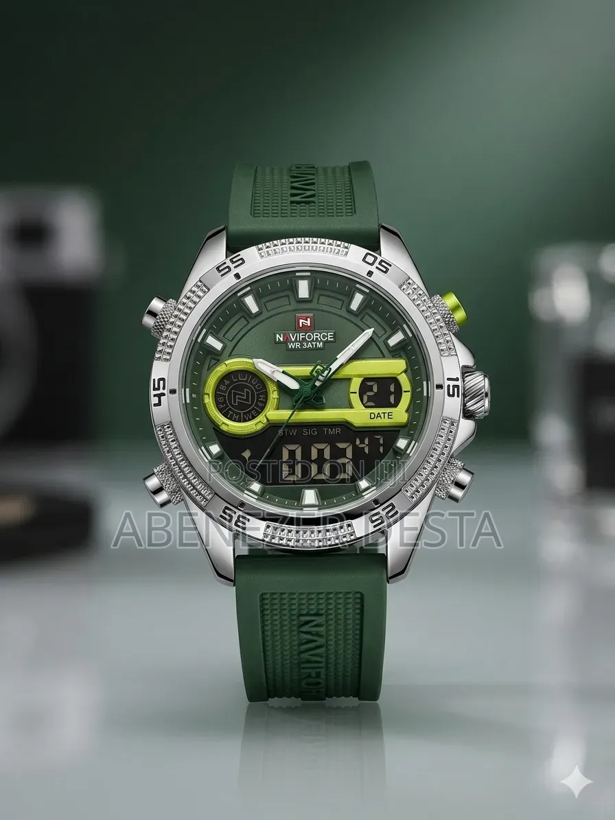 NF-9223 Dual-Display Military-Style Sports Watch
With a Silicone Band