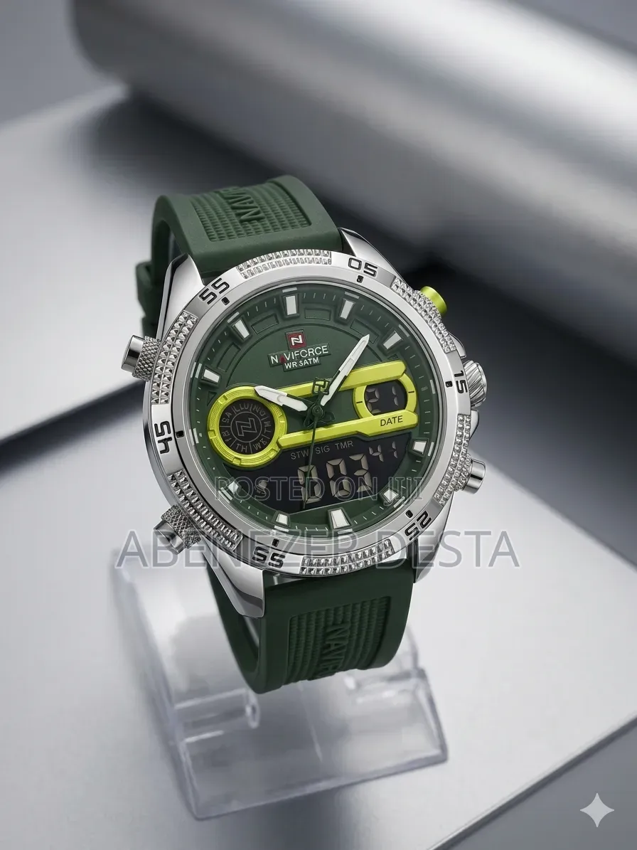 NF-9223 Dual-Display Military-Style Sports Watch
With a Silicone Band