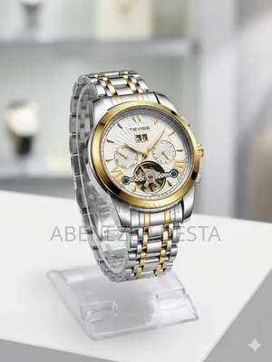 Two-Tone Silver and Gold- Accented Tevise Mechanical Watch