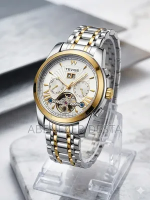 Two-Tone Silver and Gold- Accented Tevise Mechanical Watch