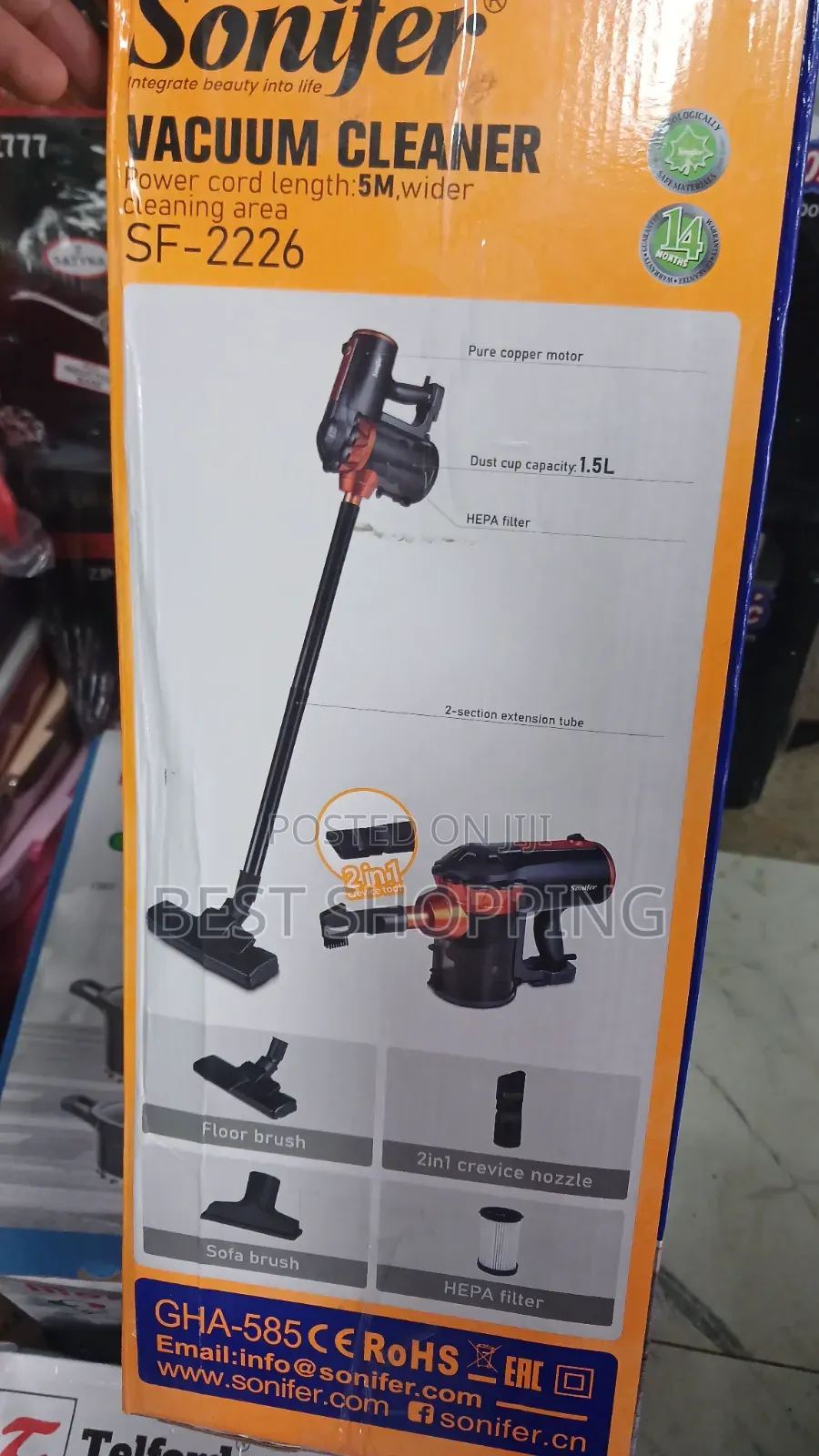 Sonifer Corded Stick Handheld Vacuum Cleaner