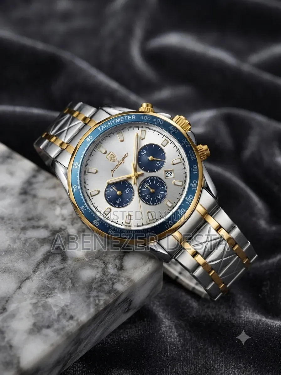 Poedagar 815 Men's Quartz Chronograph Watch Featuring a Silver