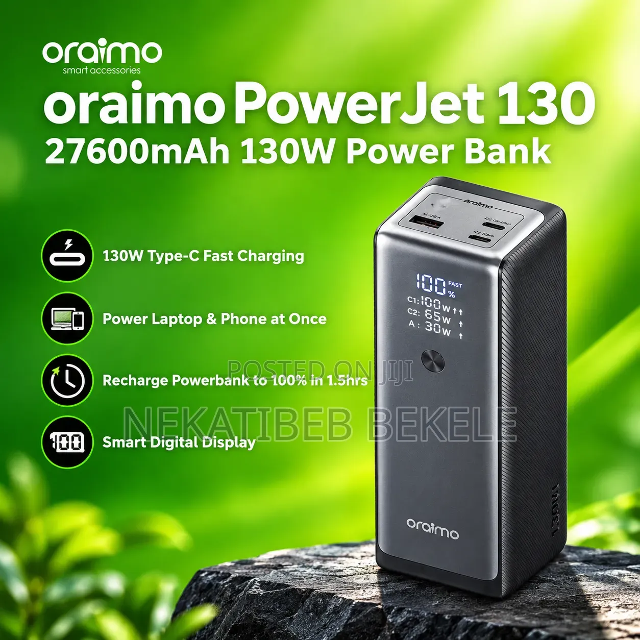 Oraimo PowerJet 130W 27,600mAh Power Bank