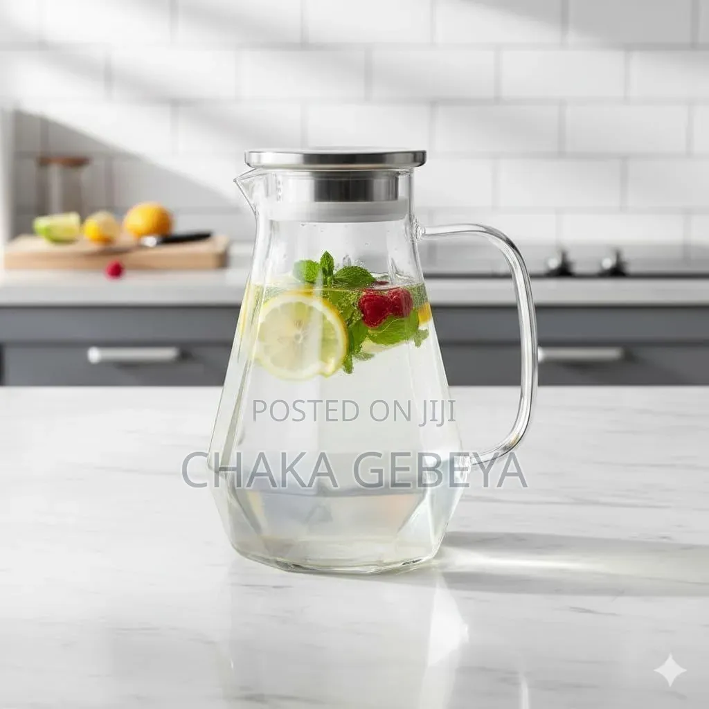 የመጠጦች ማቅረቢያ ጆግ - With Lids, Clear Glass, Beautiful Design