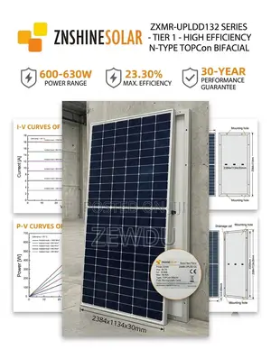 ZNShine 600W–630W TOPCon Solar Panel Per Watt
