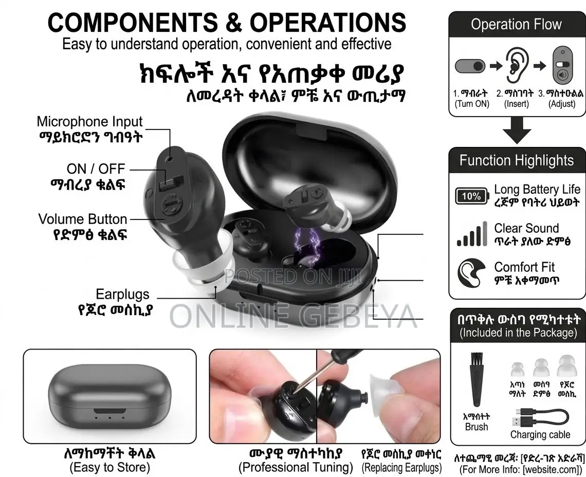 Black Mini Hearing Aid