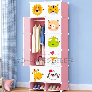 Plastic and Metal Cubic Cloth Cabinet