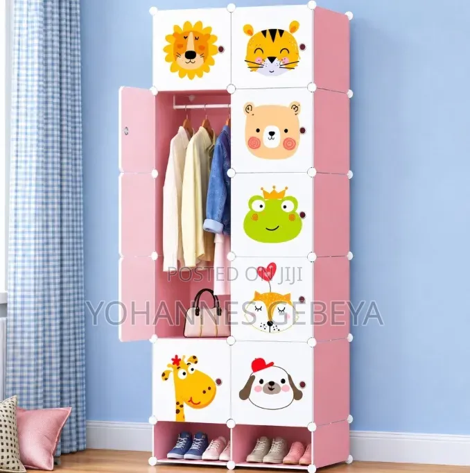 Plastic and Metal Cubic Cloth Cabinet
