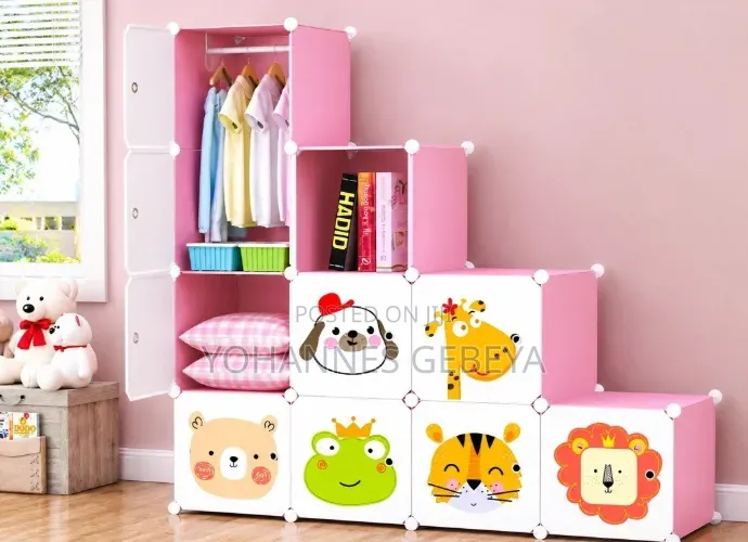 Plastic and Metal Cubic Cloth Cabinet