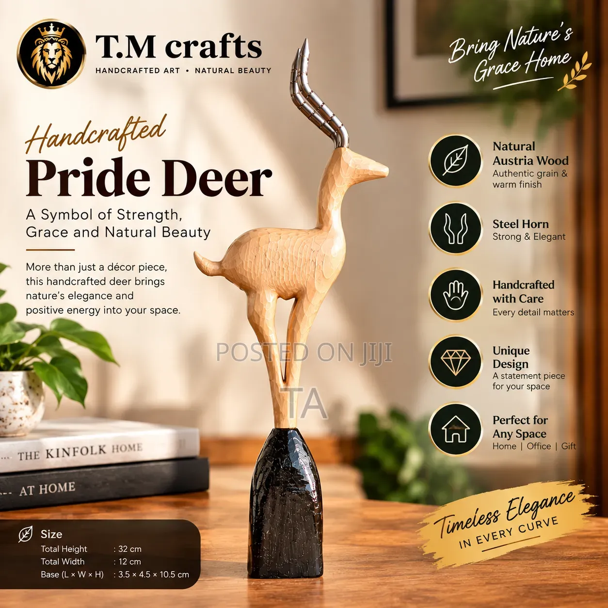 Pride Deer Sculpture የሚዳቋ ቅርጽ ቅርጻቅርጽ ልዩ ቅርፃ ቅርፅ