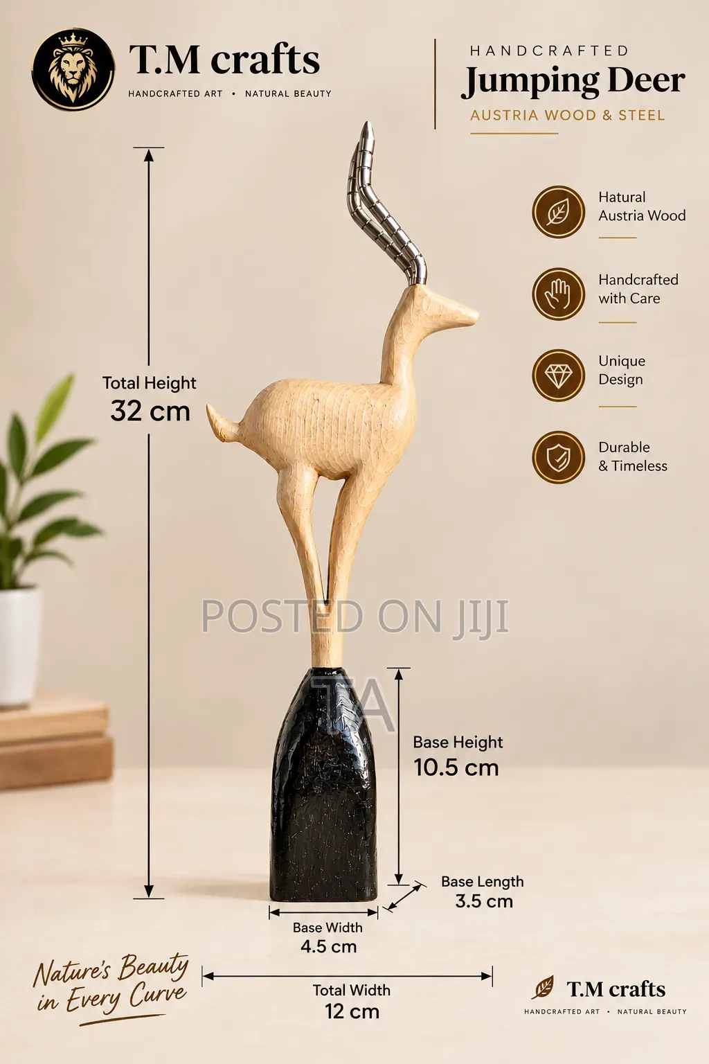 Pride Deer Sculpture የሚዳቋ ቅርጽ ቅርጻቅርጽ ልዩ ቅርፃ ቅርፅ