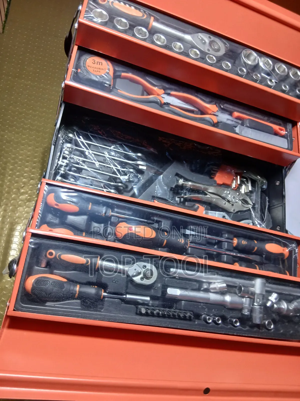 Orange, Multi-Drawer Metal Tool