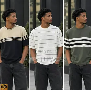 Men's Striped Knit Drop-Shoulder T-Shirt