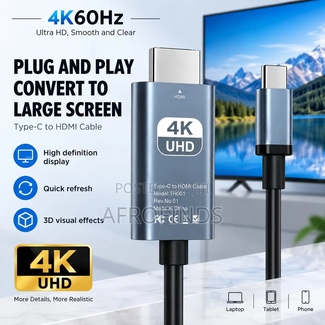Type-C to HDMI Screen Mirroring Cable