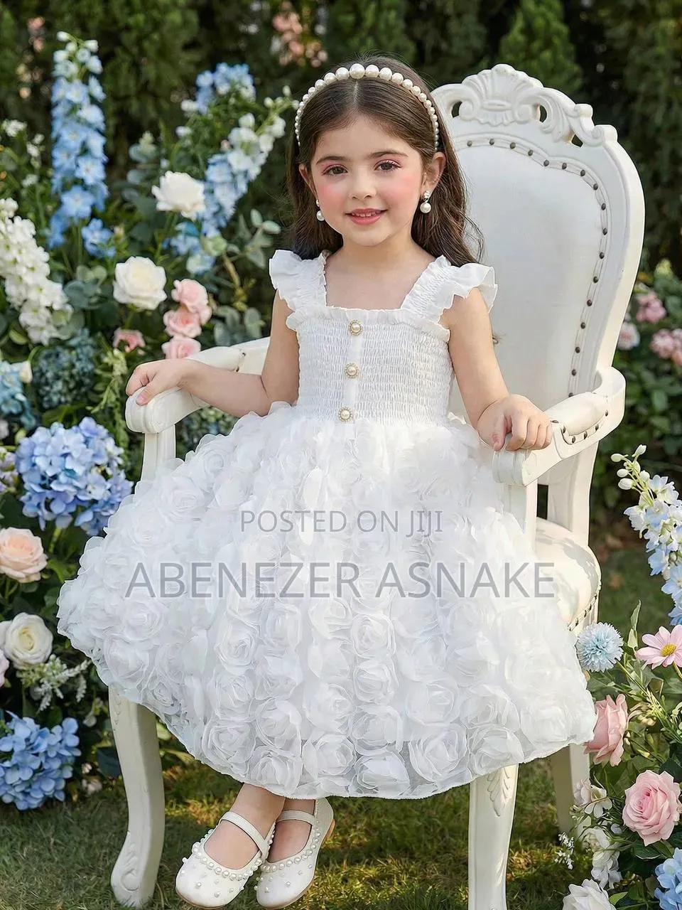 Toddler Girls Charming 3d Rosette Dress