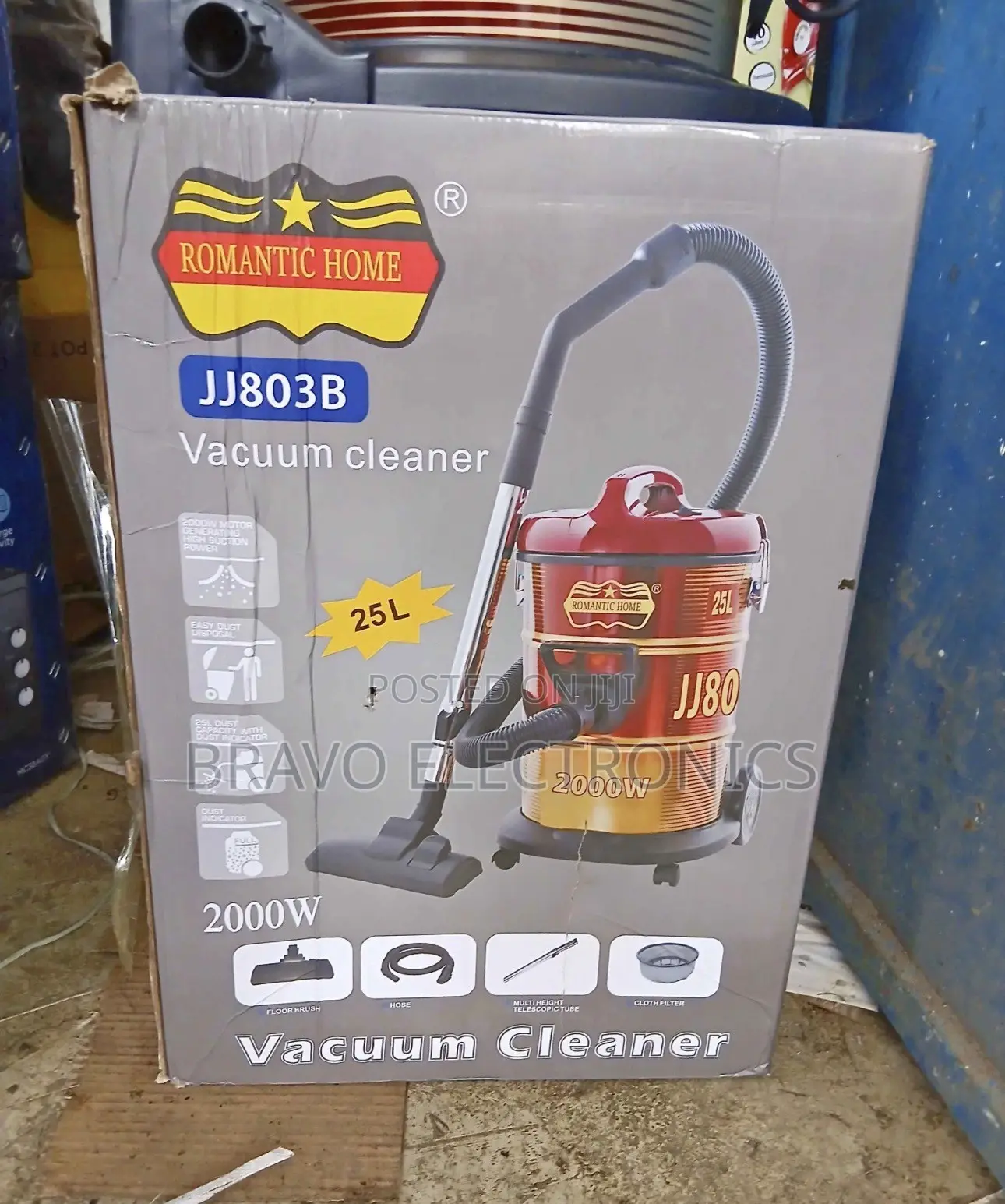 Romantic Home JJ803B 25L 2000W Canister Drum Vacuum Cleaner