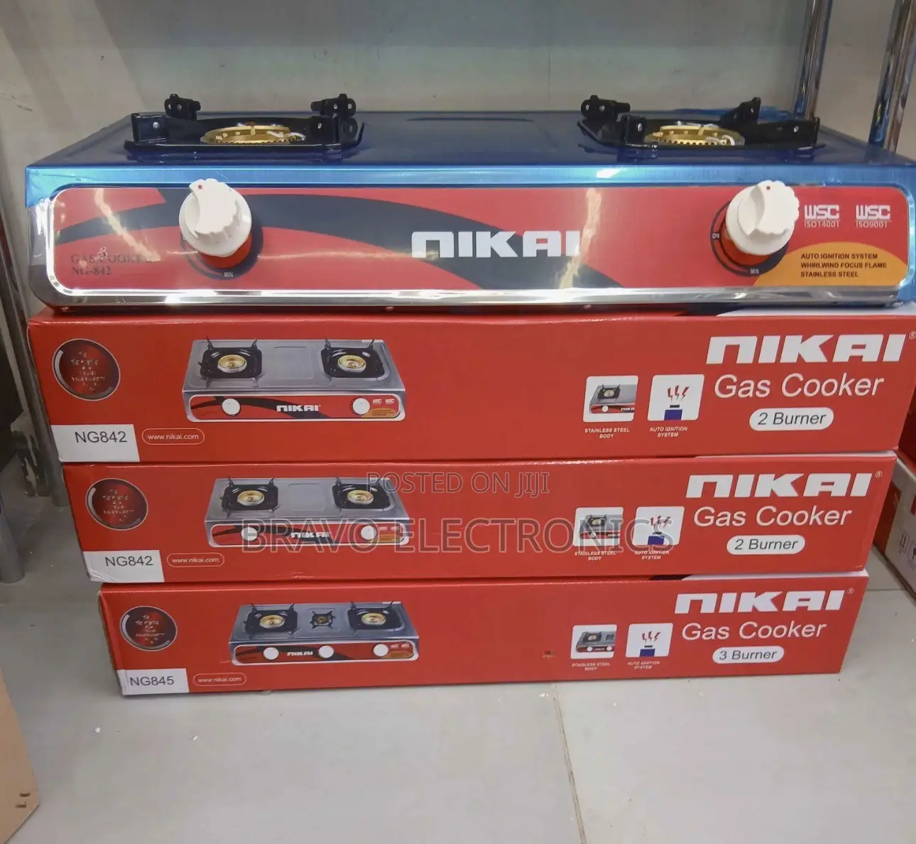 Nikai 2-Burner Stainless Steel Gas Stove