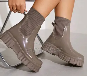 Trendy Platform Knit Chelsea Boots – Waterproof Streetwear