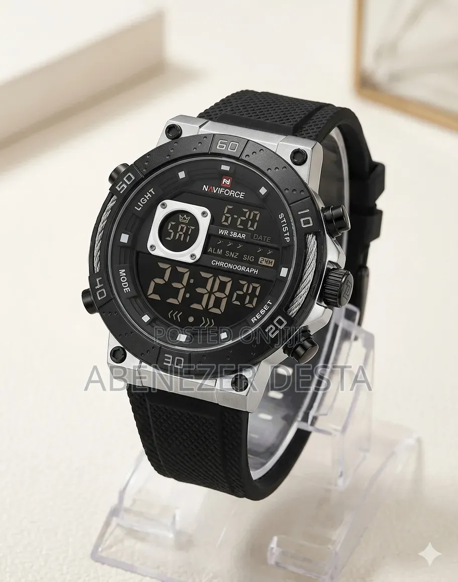Naviforce NF9241 Digital Sport Watch Featuring Black Silicone Strap.