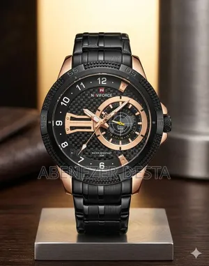Naviforce NF9206 Men's Quartz Wristwatch Featuring a Striking Black
