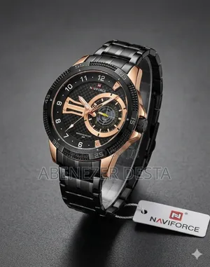 Naviforce NF9206 Men's Quartz Wristwatch Featuring a Striking Black