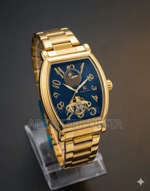 Gold-Tone Aokulasic Automatic Mechanical Watch With a Barrel- Shaped