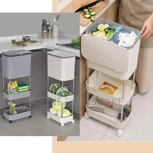 3 -Layer Kitchen Storack and Trash Can