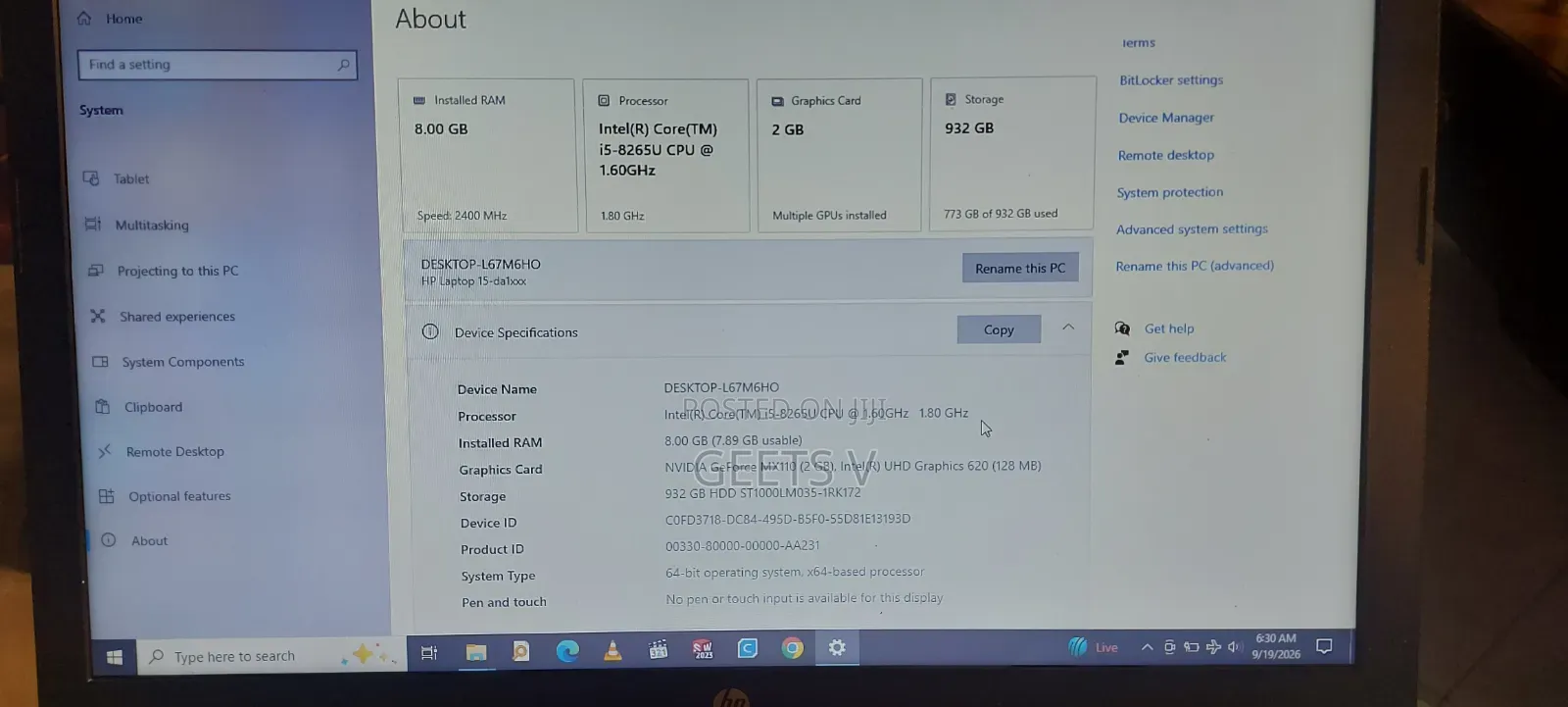 Laptop HP 8GB Intel Core i5 HDD 1T