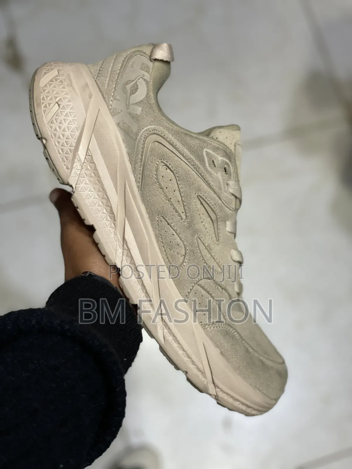 Hoka Clifton L Suede Sneakers in the Shifting Sand Dune Colorway