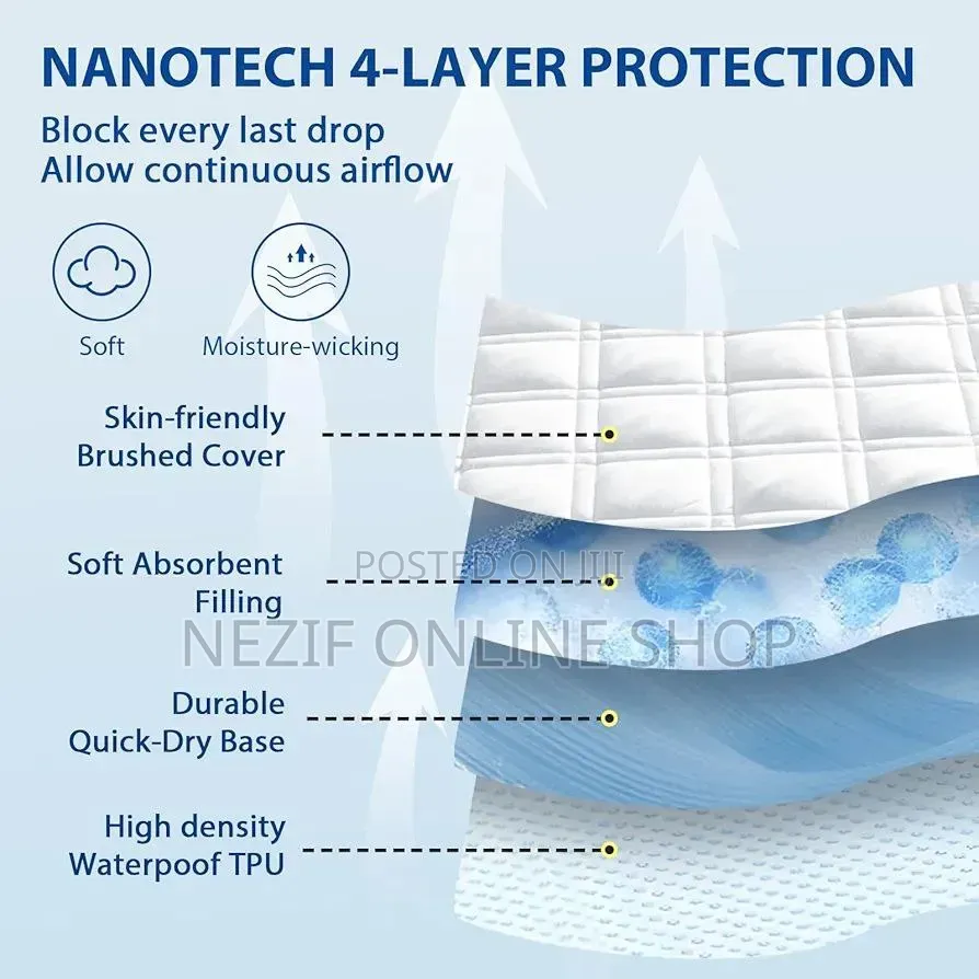 Waterproof Quilted Mattress Protector የሙሉ አልጋ ሽንት መከላከያ