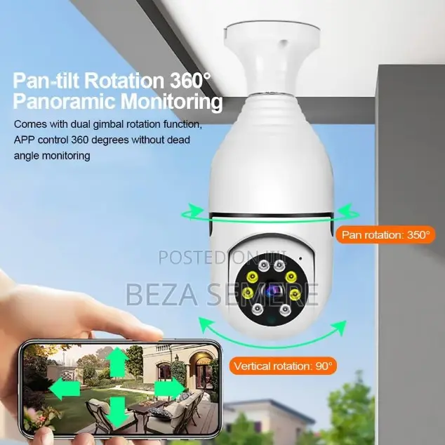 360° Rotating Bulb Security Camera - Easy Install