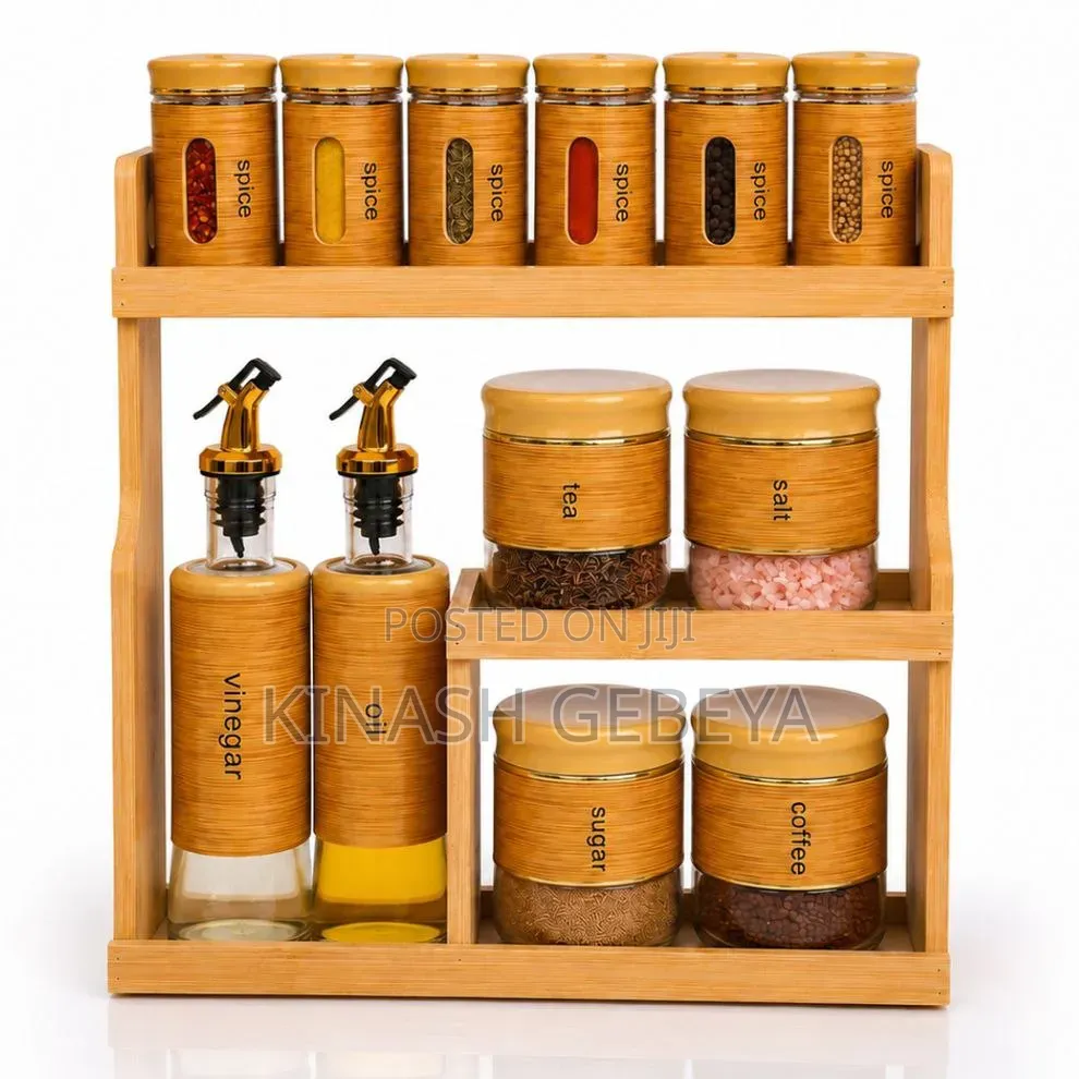 13pcs Glass Jars and Oil Dispenser Sets