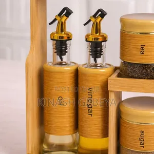 13pcs Glass Jars and Oil Dispenser Sets