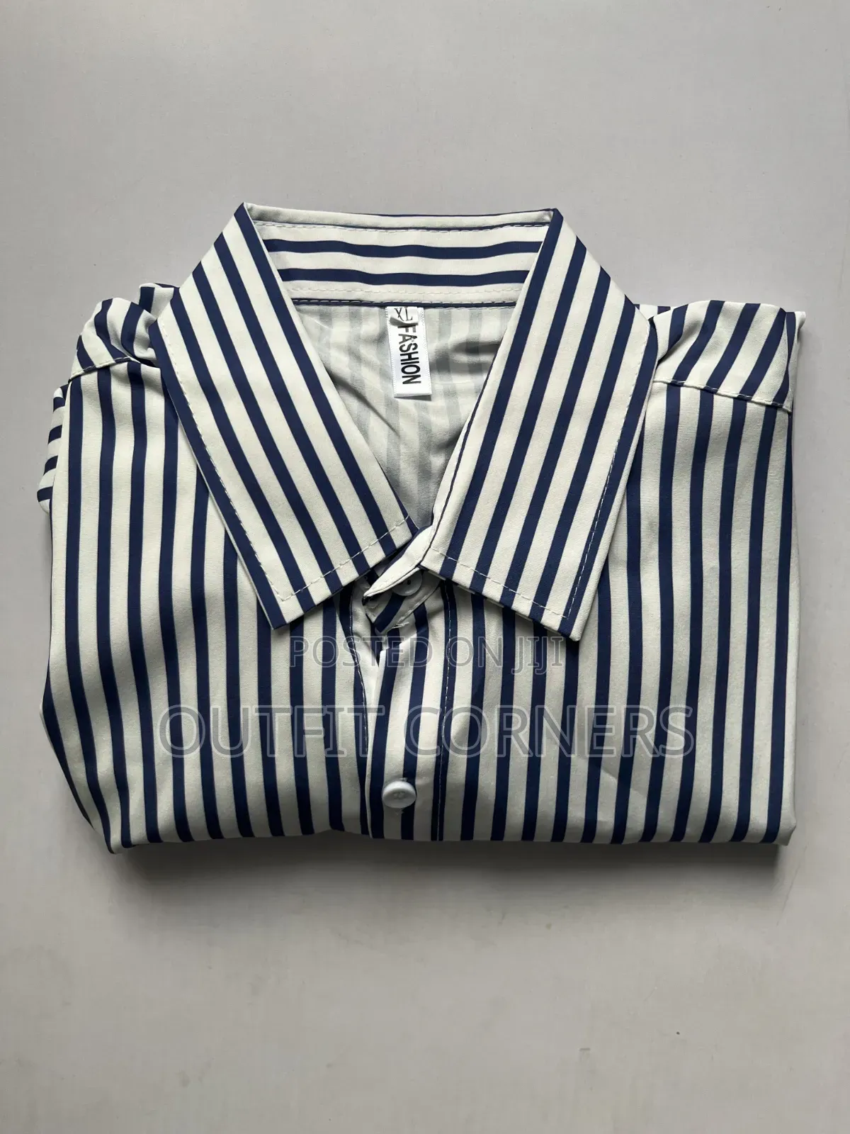 Black and White Striped Men's Shirt