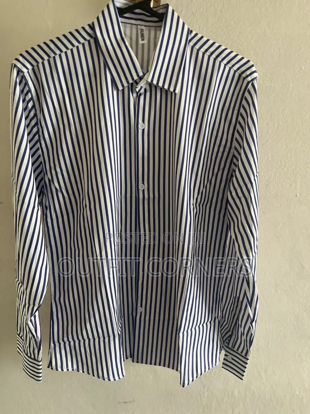 Black and White Striped Men's Shirt